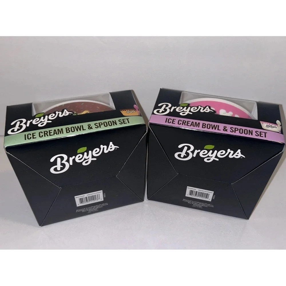 Breyers Ice Cream Bowls With Spoons New Lot Of 2